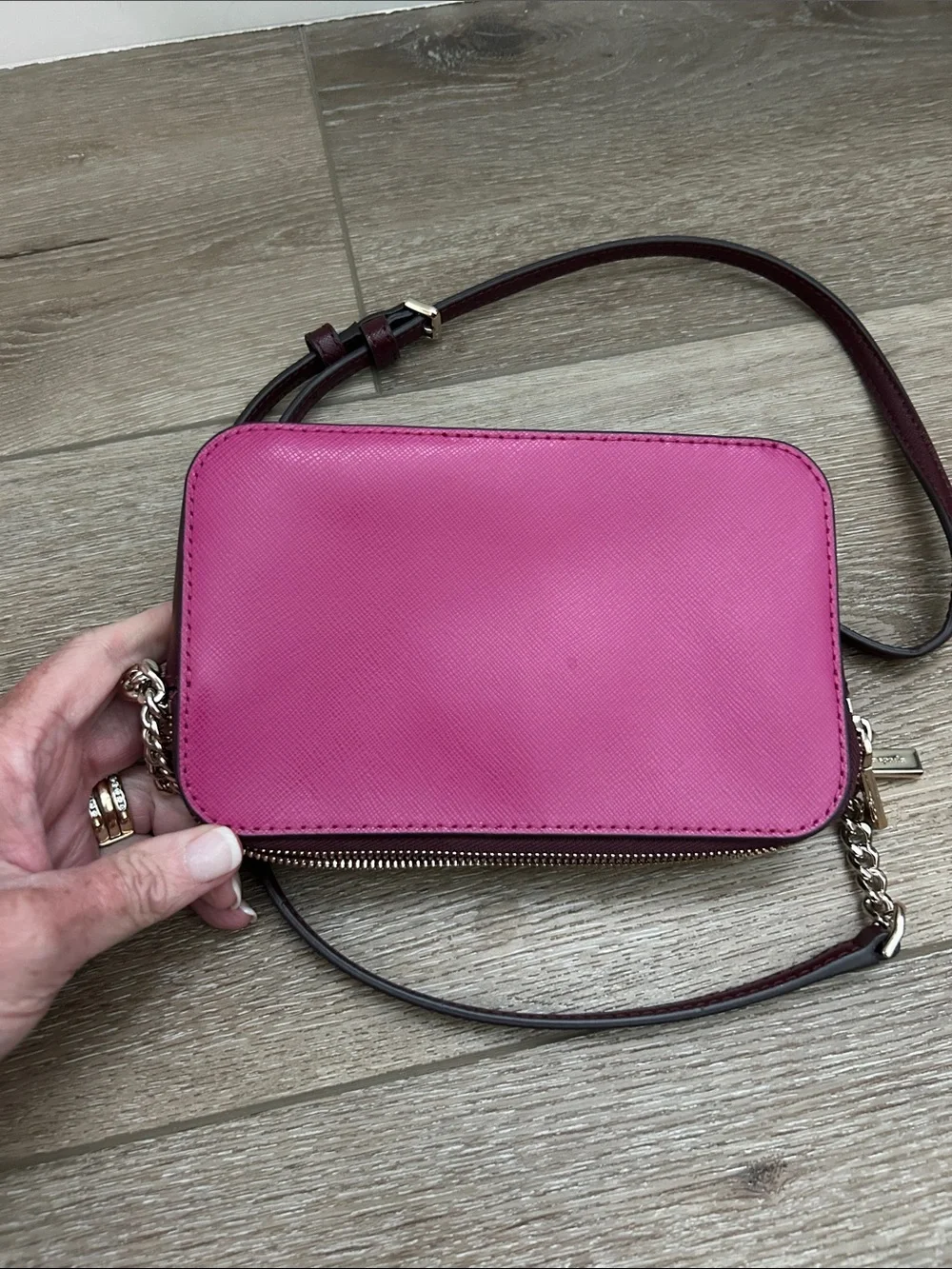 KATE SPADE NY Staci Mini Hibiscus Saffiano Leather Pink Crossbody Bag Purse